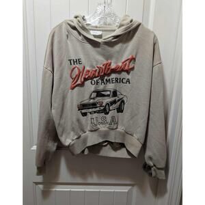 Women's M Gray Raised Red Heartbeat Of American Tour Graphic Hoodie Sweatshirt